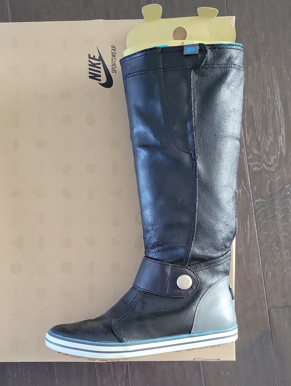 Nike Black Over-the-Knee Athletic Boot with Blue Trim